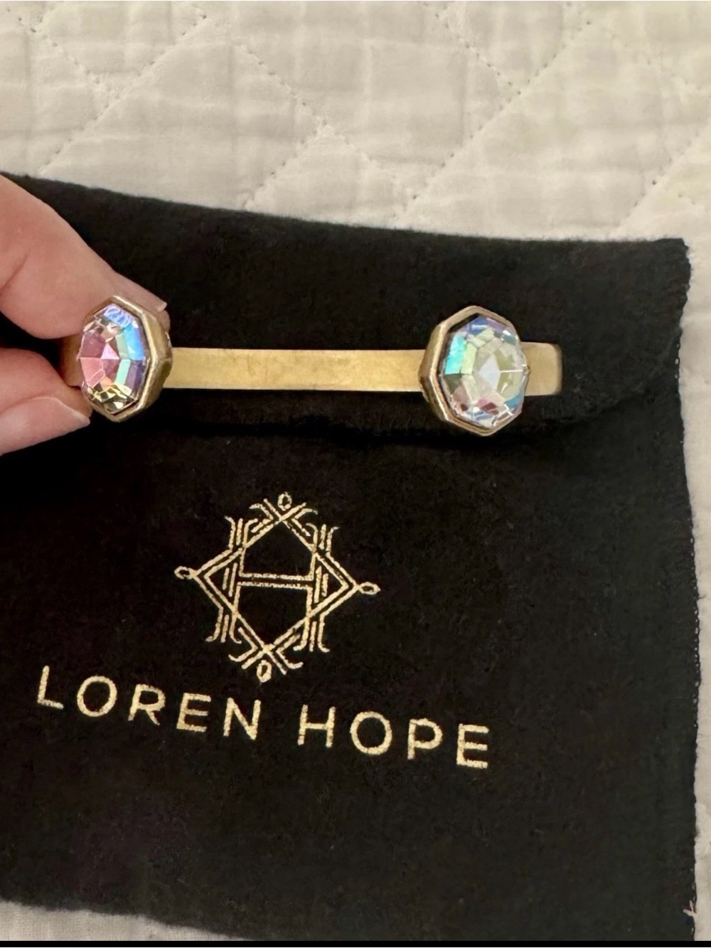 Loren Hope Gold Bracelet with Iridescent Crystal Accents - Stunning